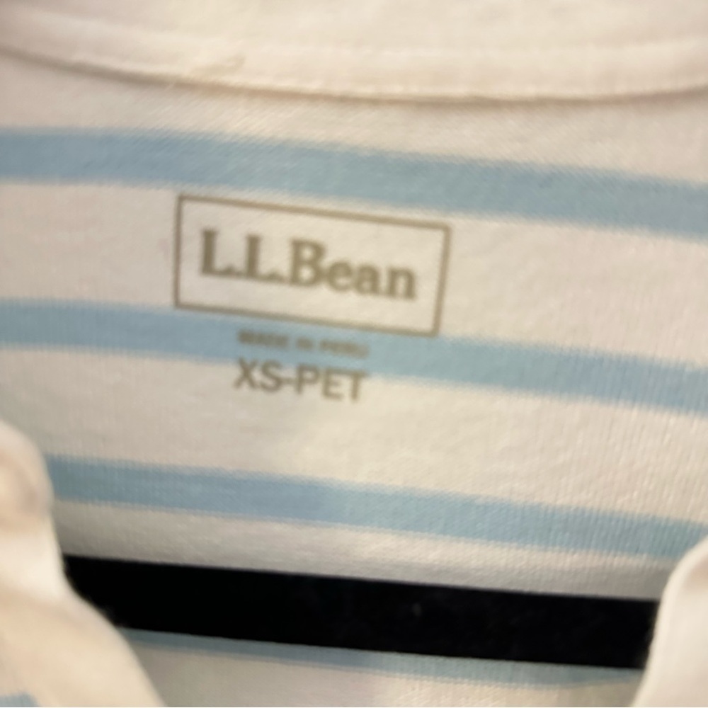 LL BEAN XSP Heritage Mariner striped collared woman 3/4 sleeve cotton top casual - Picture 5 of 14